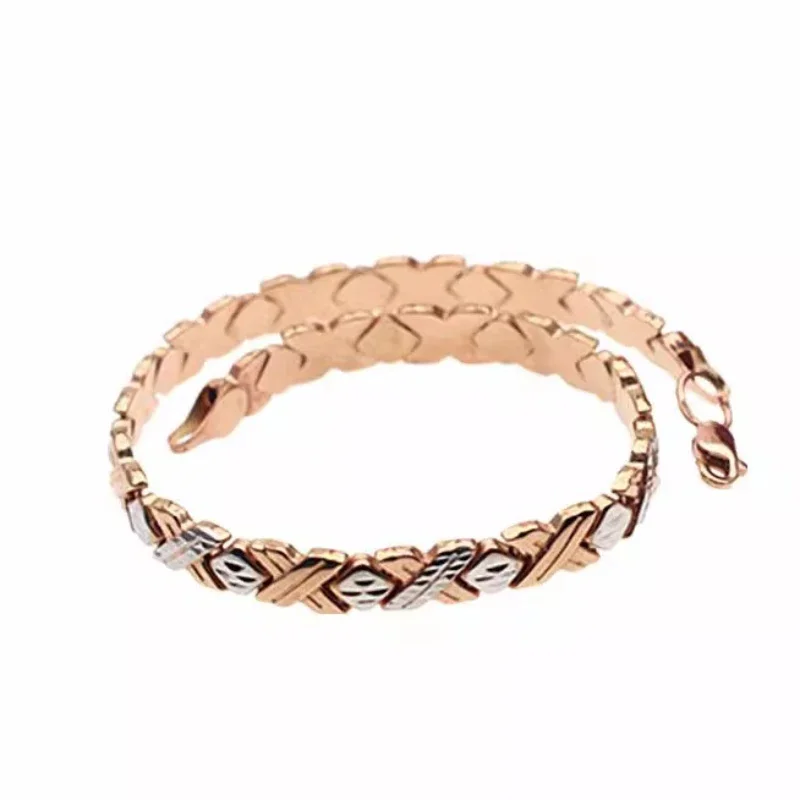 Creative 585 Rose Gold Bracelet for Women Plated 14K Rose Gold Fashion Wide Edition New in Light Luxury Bangles Banquet Jewelry