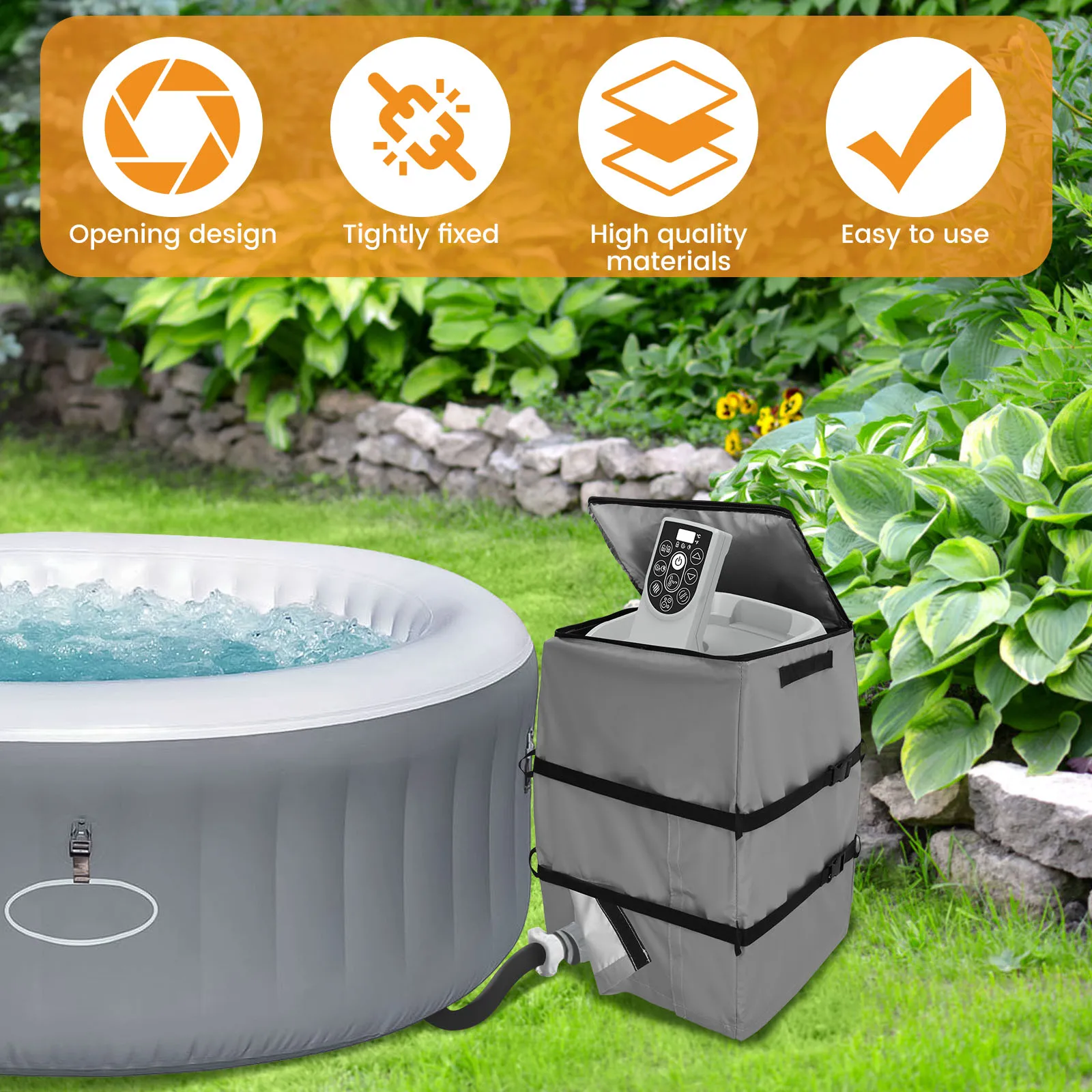 Hot Tub Spa Heater Pump Protective Cover Universal Outdoor Tub Hot Pump Waterproof Dust Cover Protective Cover Pool Components