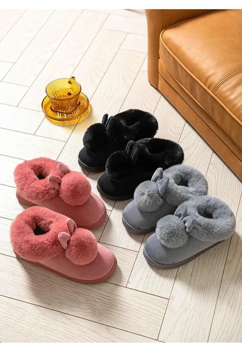 Flauschige Damen-Hausschuhe, flache Luxus-Designer-Damenschuhe, lässige Stiefeletten, elegante, weiche Winter-Hausschuhe mit Flauschfell für Damen. – Detail 9