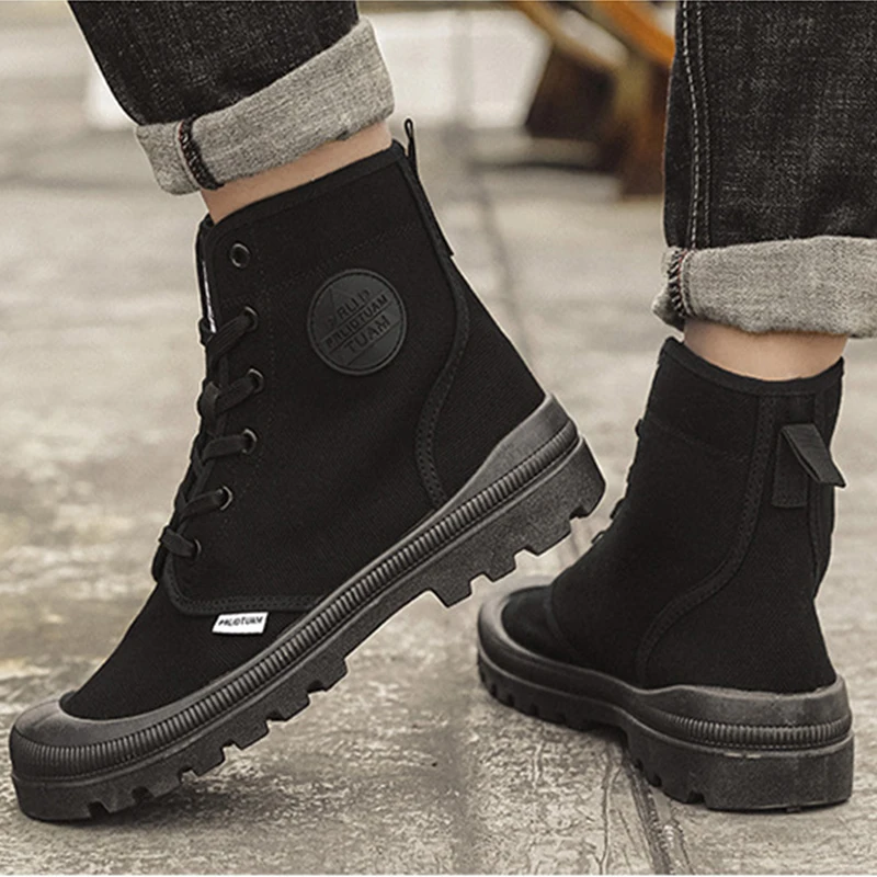 Canvas Shoes Men Boots Leisure High Top Ankle Boots Male Flat Footwear Military Boots Couple Shoes Casual Spring Autumn Boots