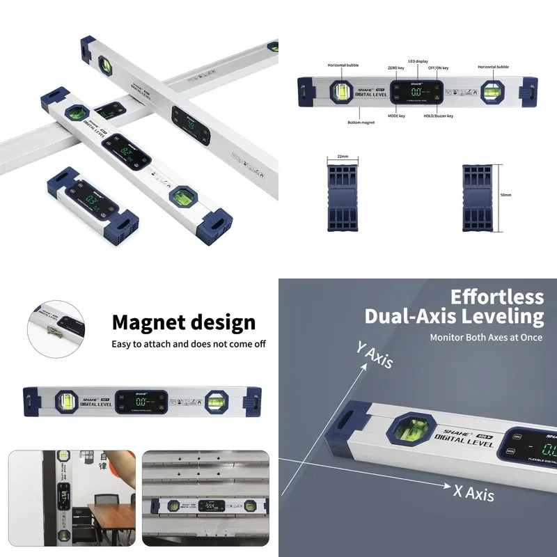 Digital level, vertical and horizontal level, bubble protractor, angle gauge, electronic bubble inclinometer, level