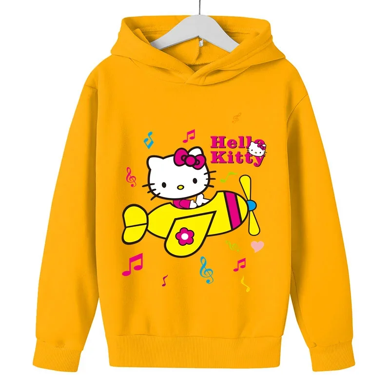 Spring and Autumn 2023 Hello Kitty Hoodie Anime Hello Kitty Hoodie Sweatshirt Kids Coat Baby Boys Girls Clothing