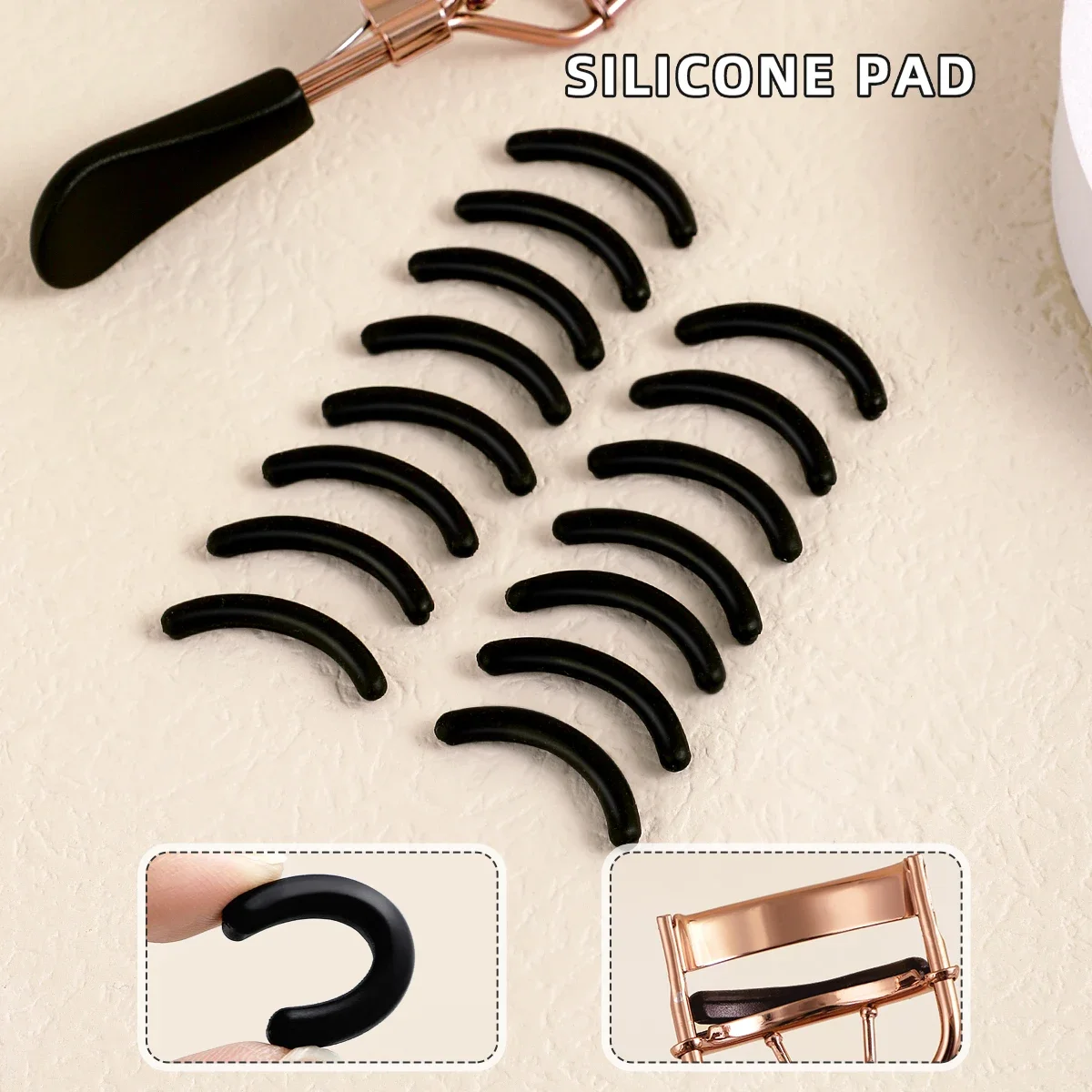 

with 15 Silicone Pads and Stainless Steel Eyelash Curler Portable Eyelash Curler, Used for Eyelash Extension and Curling Tools