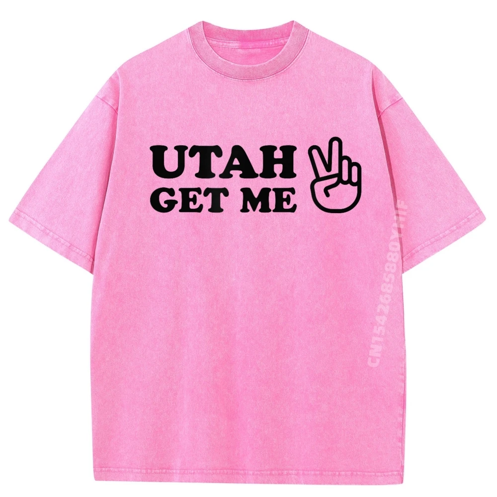

Hip Hop Utah Get Me Two 1980s Outdoor T-shirts Men Daily Wear Cotton Comfort Youth Tops Graphic Tees Mens Retro Washed Clothes