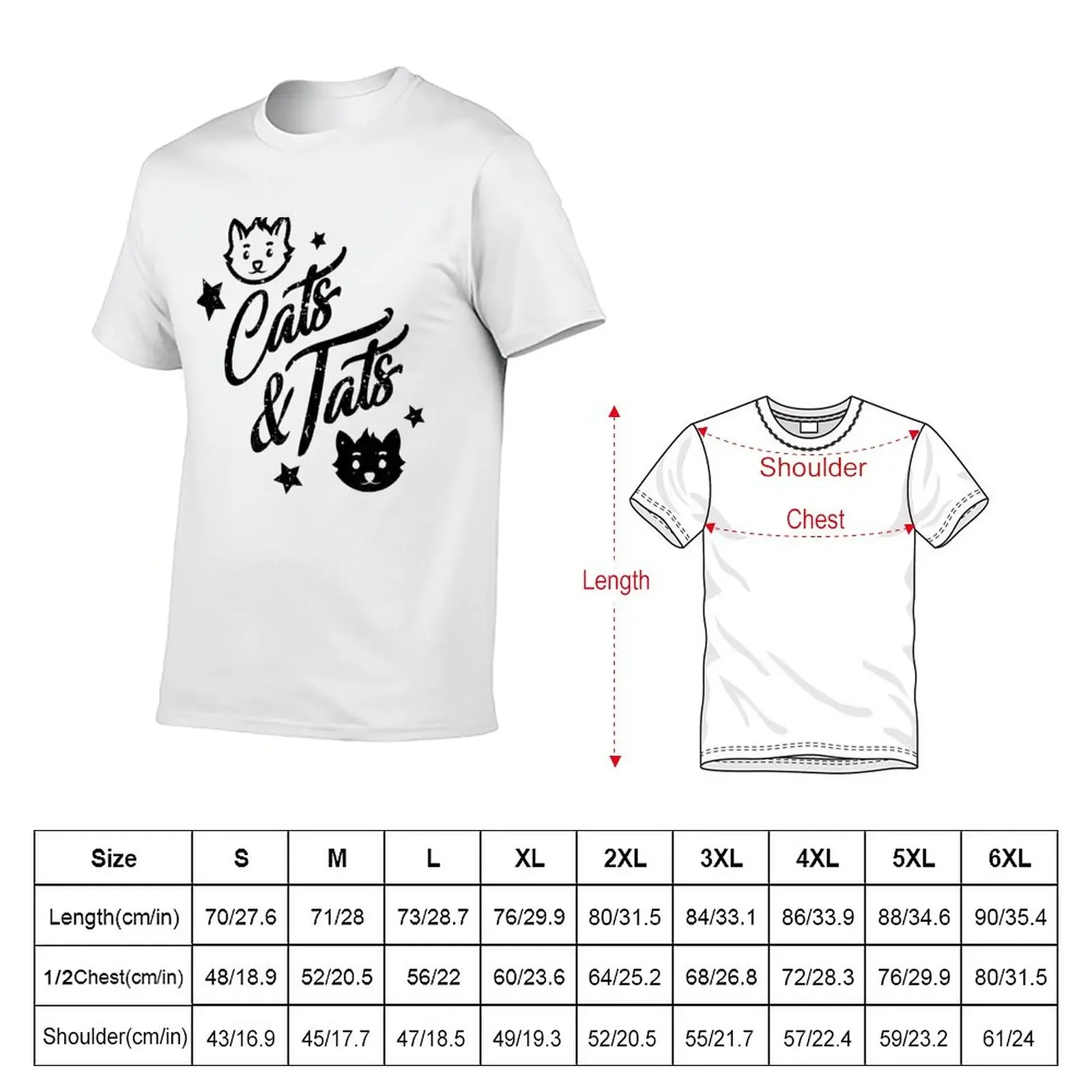 Cats & Tats T-Shirt kawaii clothes plain shirts graphic tees men clothings