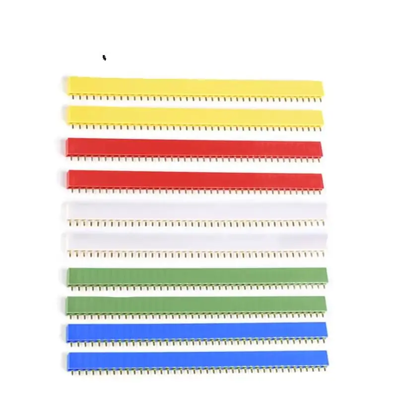 40Pin 1x40 Single Row Female Breakable Pin Head Connector 2.54mm Color Pins for DIY Kit