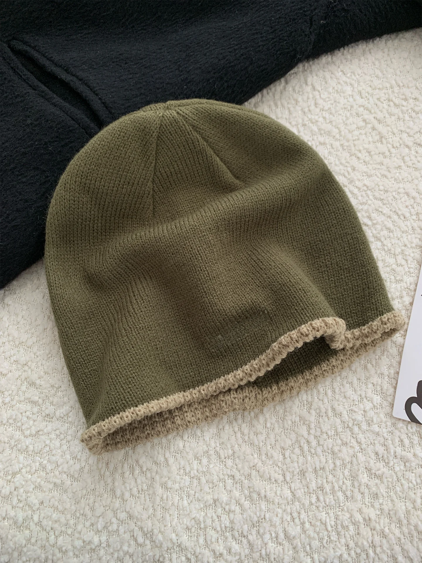 Korean Style Ins Spliced Color Letter Embroidery Knitted Woolen Hat for Women Warm Ear Protection Versatile Autumn Winter Cap