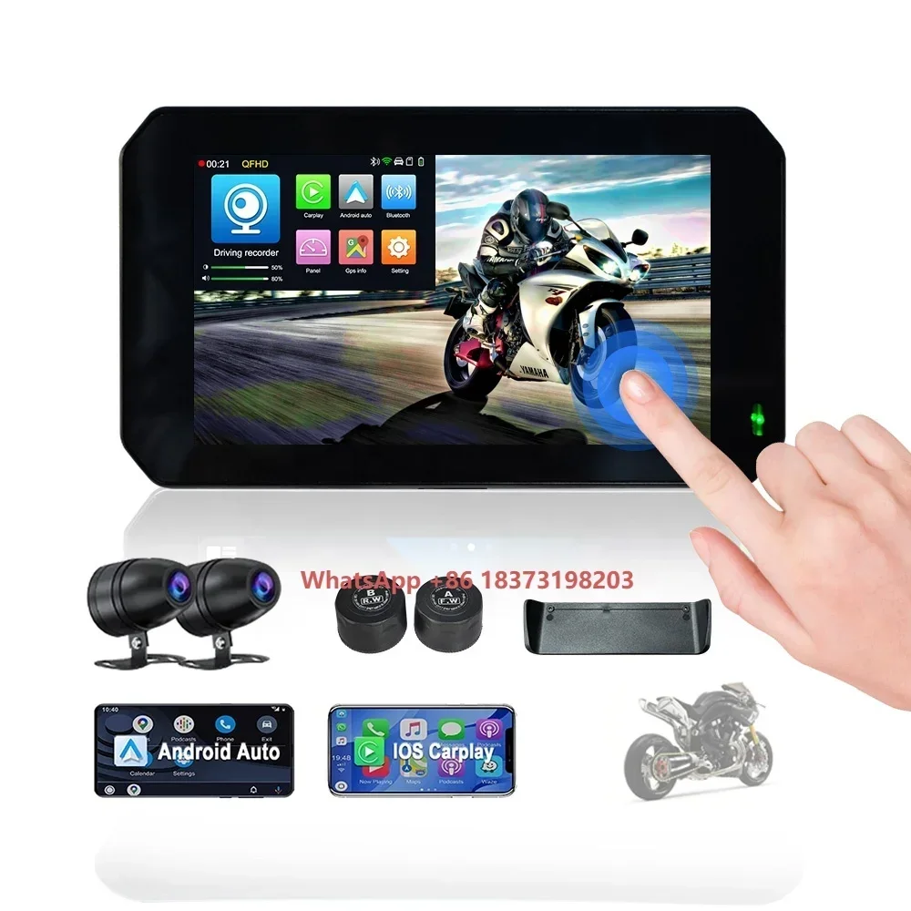 Universal Waterproof Motorcycle GPS Navigation Full Touch Screen CarPlay Android Auto