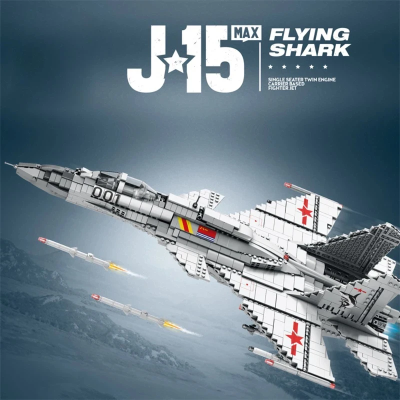 

J-15 Fighter Building Block Set, Military Airplane Toy Army Construction Model, Creative Gift for Adults Fans Kids 14+, 1999 Pcs
