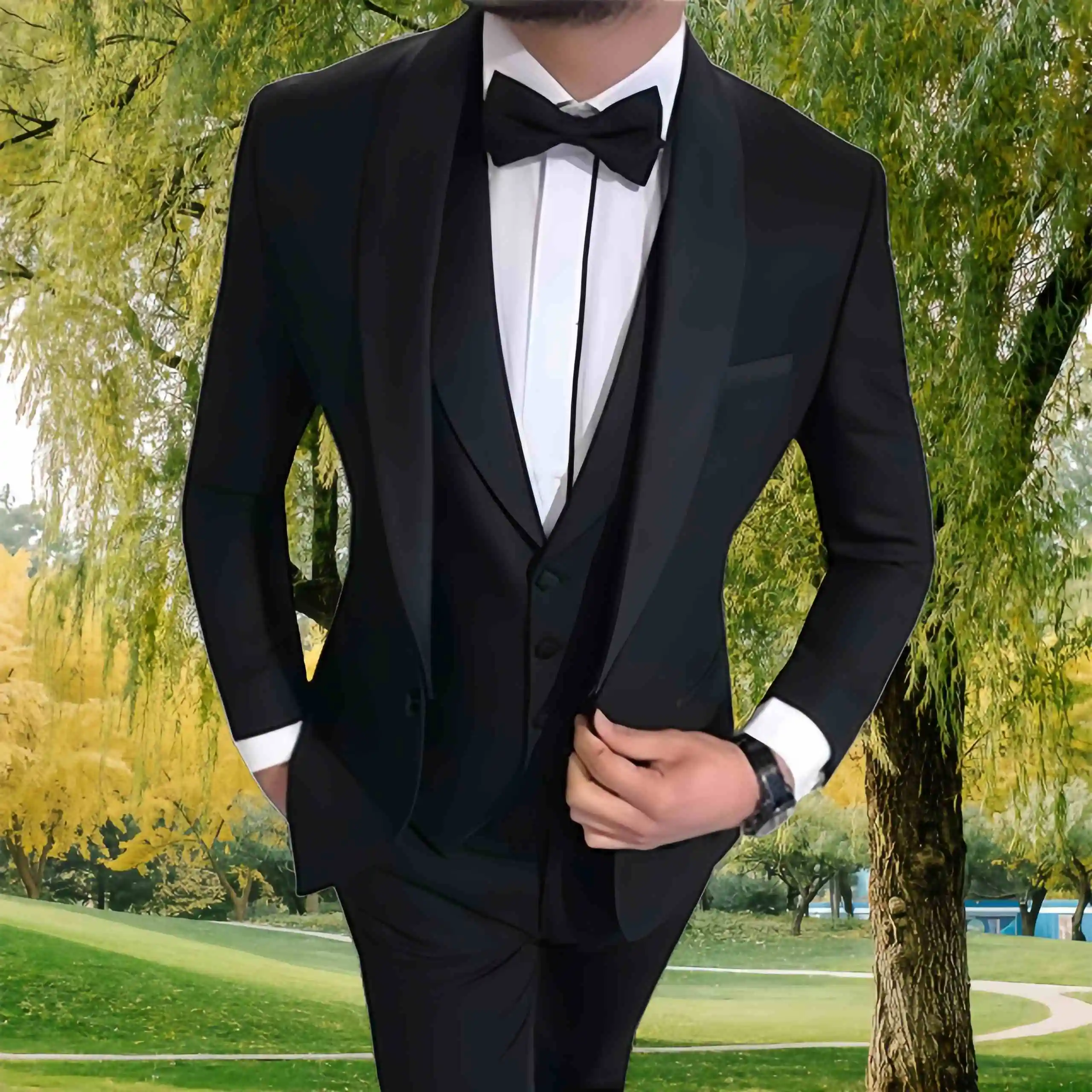 Obleků pro muži štíhlý odpovídat luxusní svatební smokingy móda pánská 3čepel pieces(blazer+vest+pants)/2pieces(blazer+pants)wedding pro muž oblek