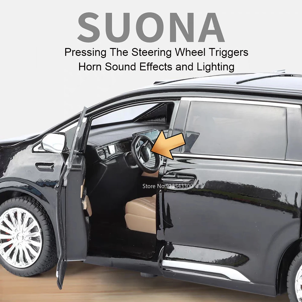 1:24 Denza D9 VELLFIRE MPV سبيكة نموذج سيارة لعبة معدنية دييكاست مركبة محاكاة ضوء الصوت نماذج مصغرة للهدايا الأولاد #4