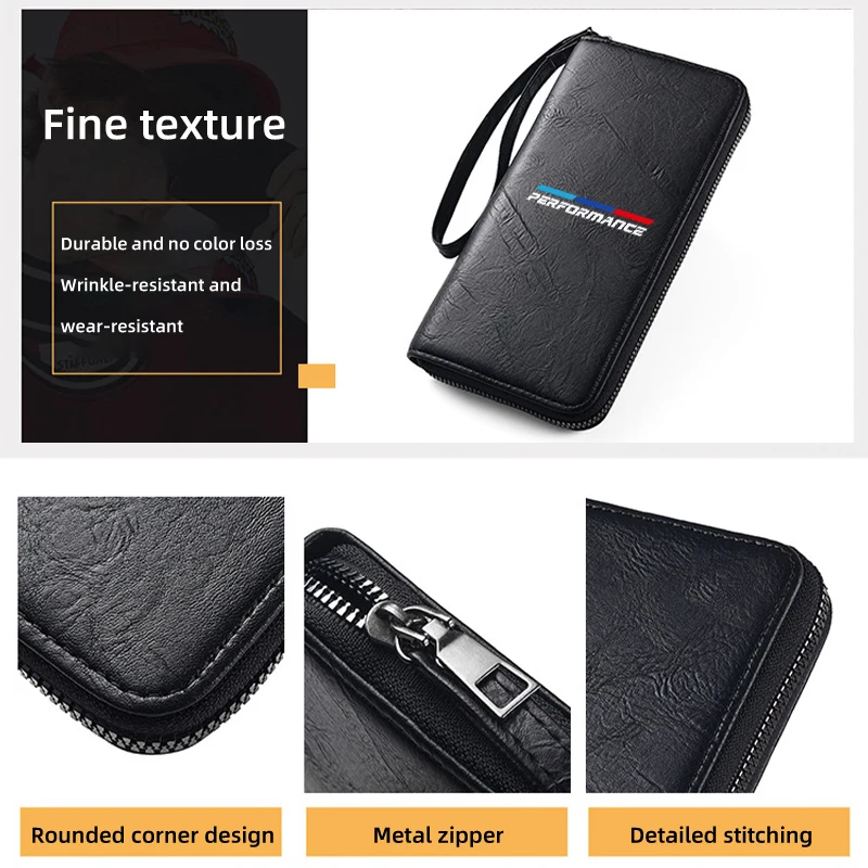 Long Men Zipper Hasp Wallet Phone Bag Card Holder Coin Pocket For BMW 1 3 5 Series G30 G32 G38 2021 2020 2019 2018 E46 E91 view 5
