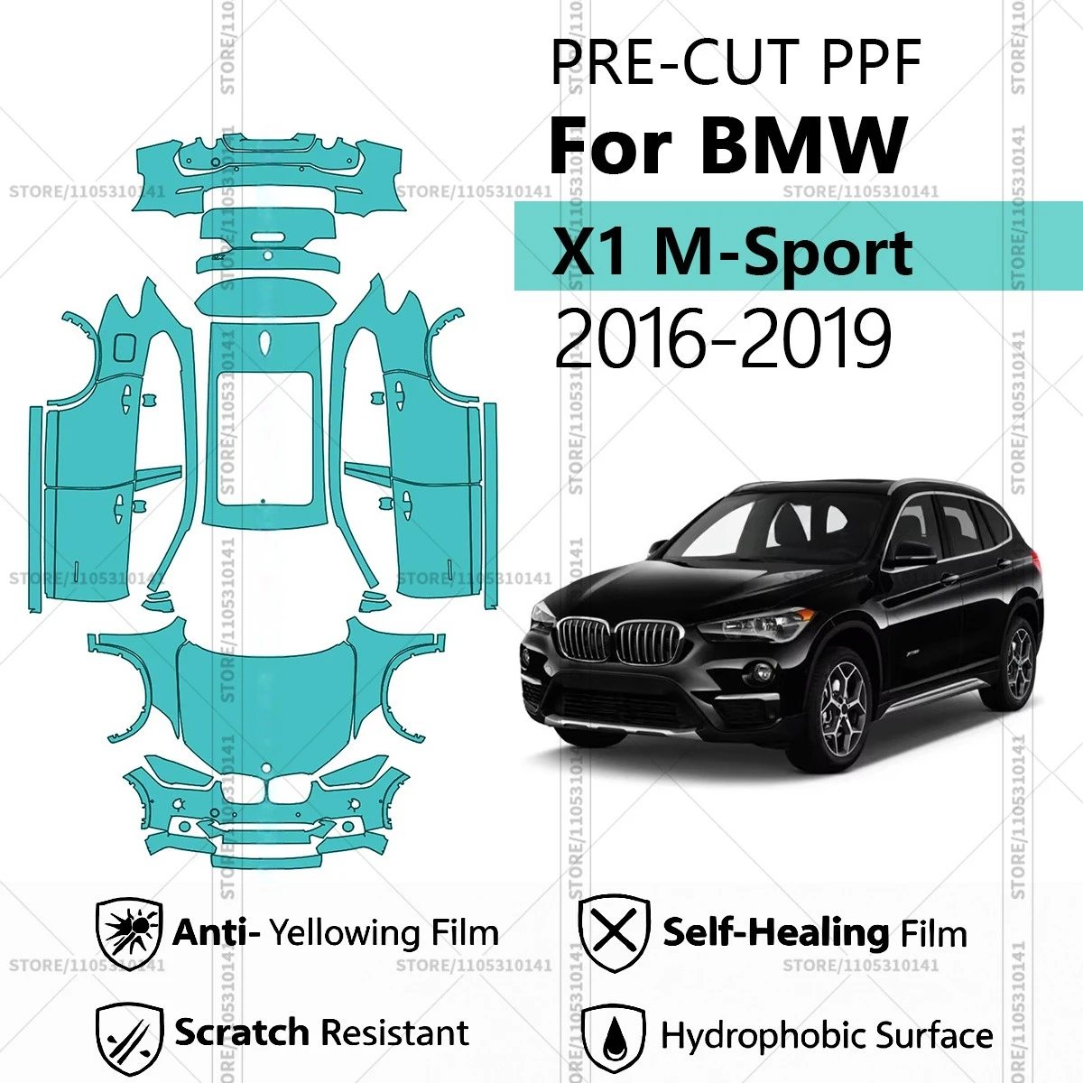 

For BMW X1 M-Sport 2016-2019 Pre-Cut Paint Protection Film PPF Transparent Car Film Professional Automotive PPF Full Vehicle