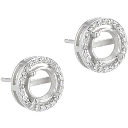 925 Sterling Silver 4 Claw CZ Earring Blank Settings, 3/4/5/6/7/8mm Round Cabochon Gemstone Earring Mounting DIY Earrings Making