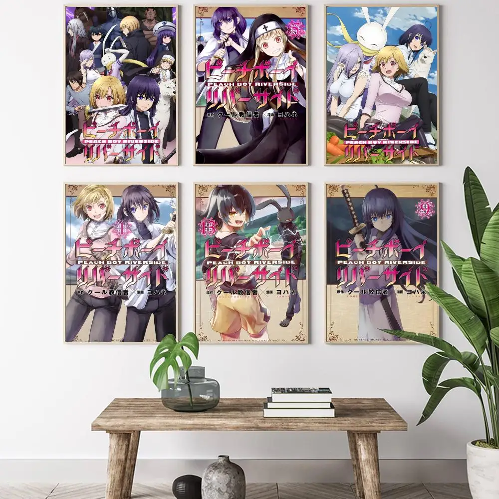 Anime P-Peach Boy Riverside Painting Calligraphy HD Canvas Poster living room bedroom bar aesthetic decoration