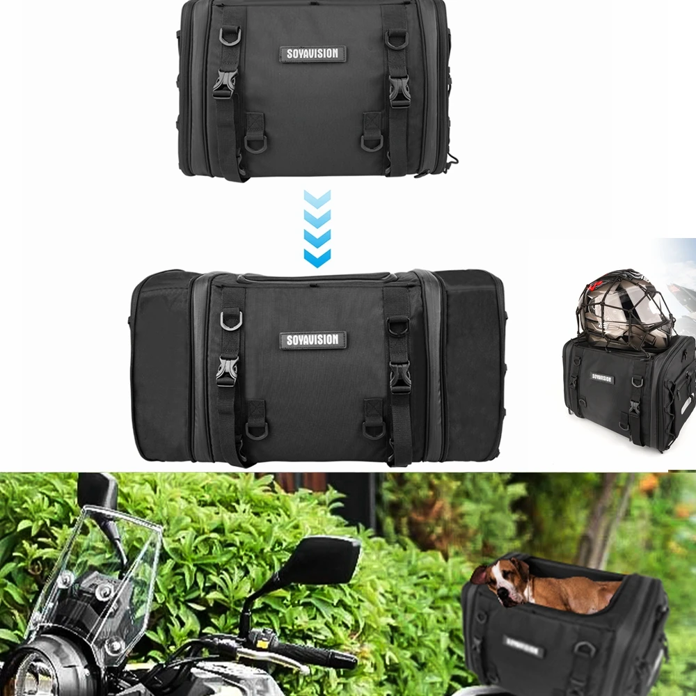 Motorcycle Rear Seat Bag Travel Luggage Waterproof 35L-60L Motor Tail/Trunk/Rack Bag For Honda YAMAHA  BMW R1200gs Pet Bag