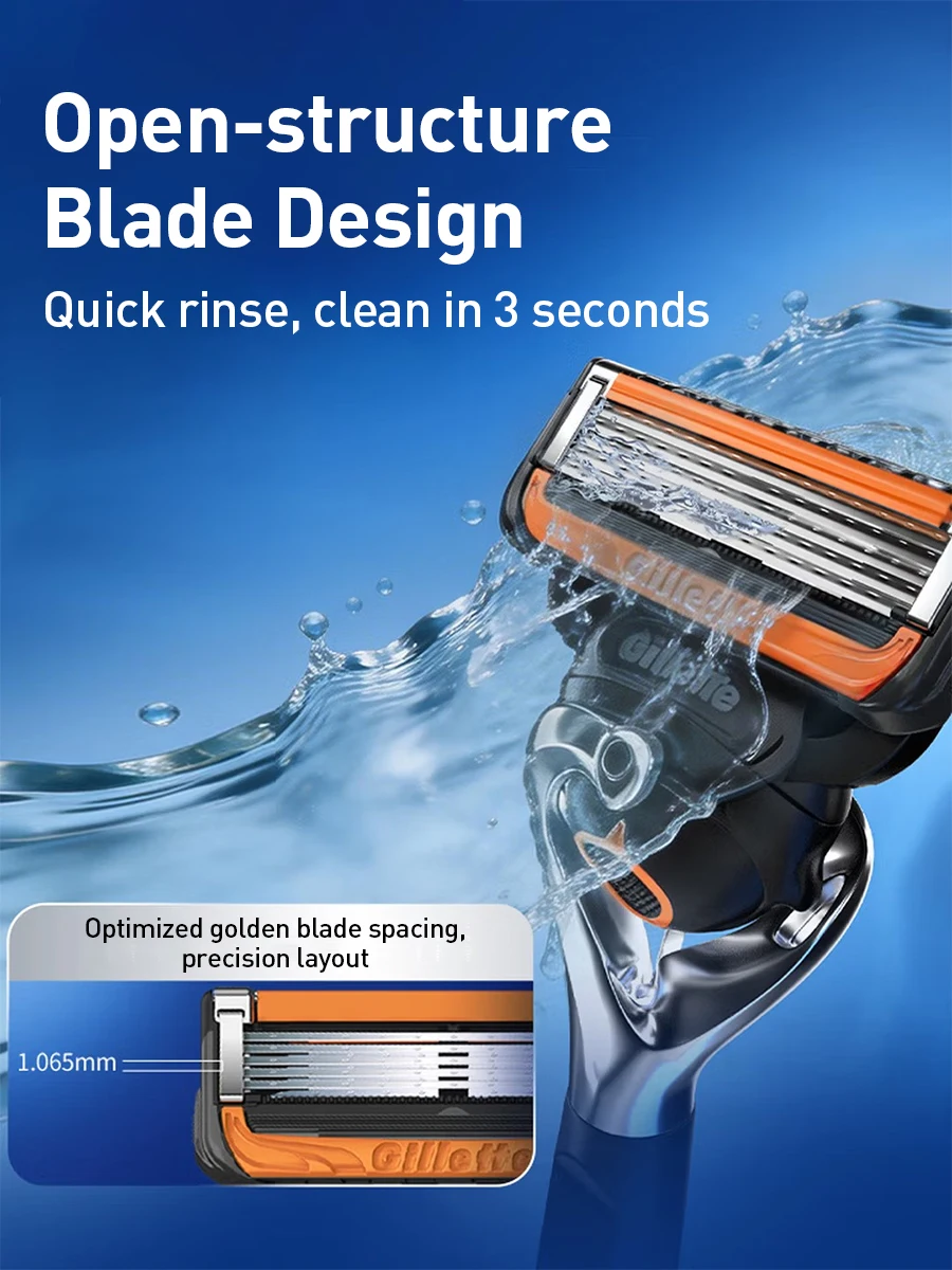 Gillette ProGlide 3. Generation Rasierset 1 Griff 4 Klingen 360°-Schwenkbolzen 5 Nanometer-Klingen Doppelte Gleitstreifen Basis-Trimmer – Detail 8