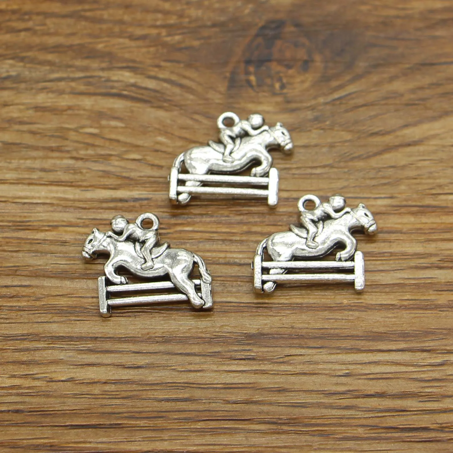 12pcs Metal Alloy Horse Jumping Racing Player Sports Charms Pendants Diy Jewelry Making Craft Supplies 17x22mm 4067