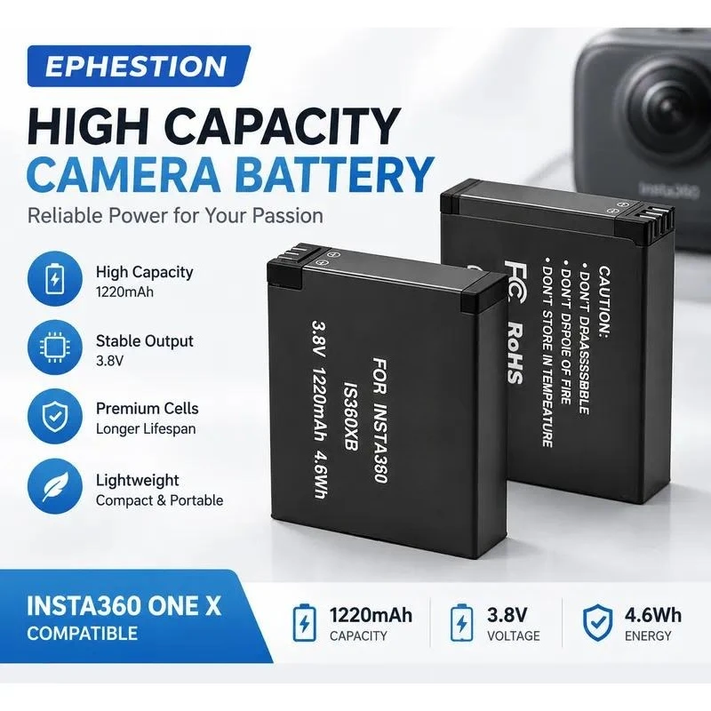 for Insta360 ONE X Panoramic Action Camera Battery IS360X Full Decoding Replacement Battery Compatible with Insta360 ONE X