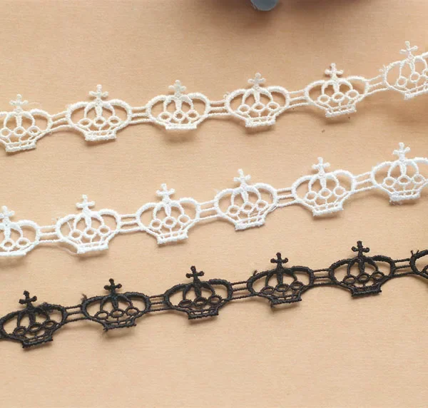 Width: 2cm (0.8 Inch) Vintage Crown Design Mesh lace Embroidered Trimming Lace for Garment Scrapbooking (ss-556)