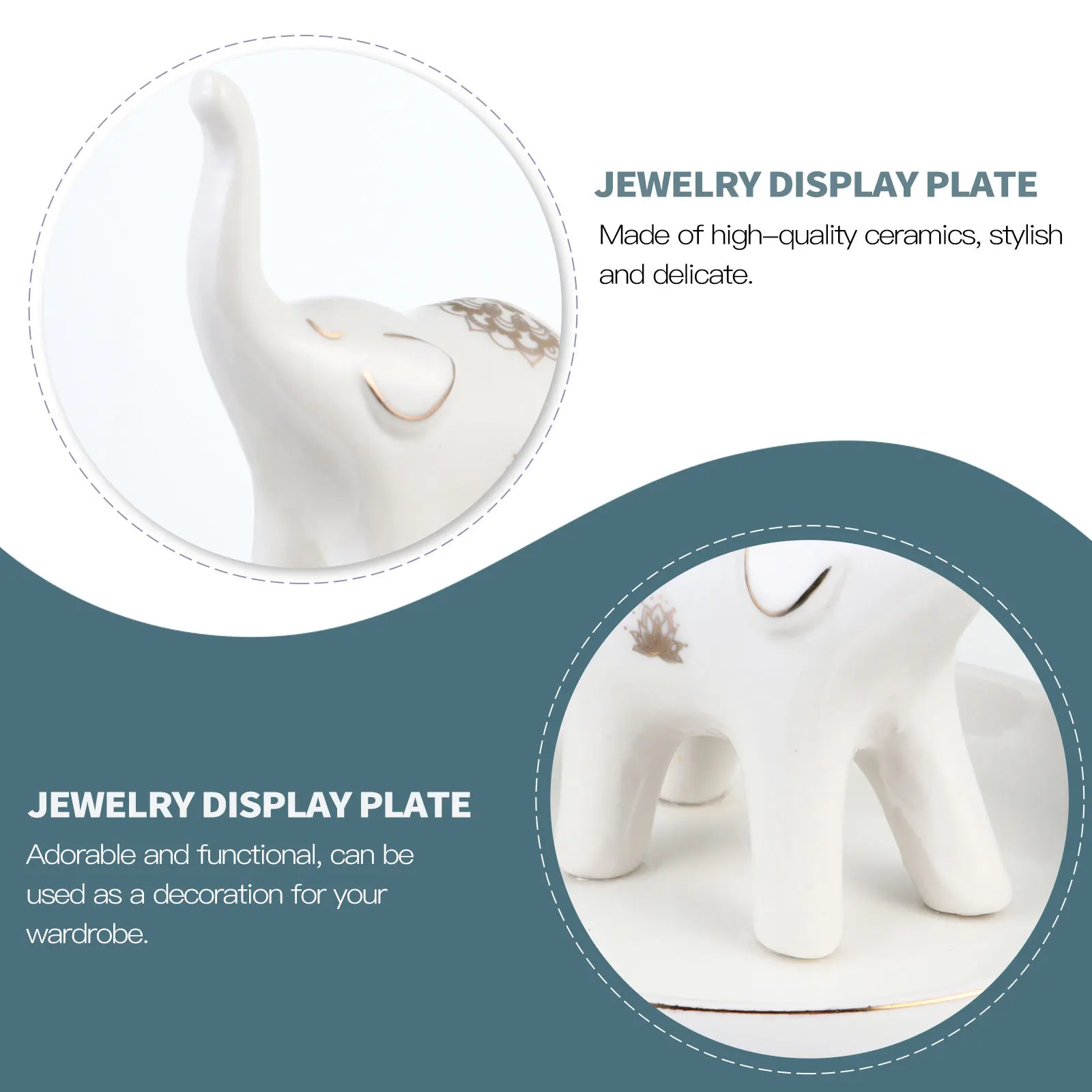 

1Pcs Elephant Jewelry Storage Plate Ceramic Tray Ring Earring Necklace Organizer Desktop Makeup Holder Jewelry Dish