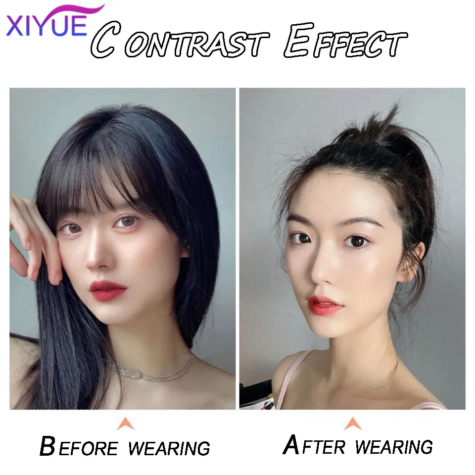 XIYUE  3D air bangs wig hair natural and seamless covering white hair hair patch on the top of the head fake bangs wig piece