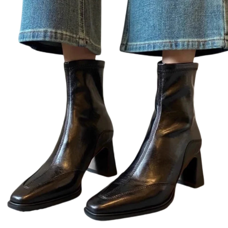 High Heels Women’s Ankle Boots Fashion Chunky Elegant Retro Designer Shoes Winter Dress Woman Botas 2025 New Party Chelsea Boots