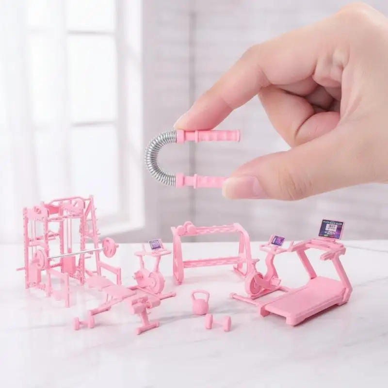 Dollhouse Miniature Fitness Equipment Realistic Simulation Gym Machine Model for 1:12 Scale Doll House Scene Decor