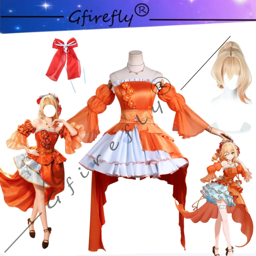 

Genshin Impact Yoimiya Same Style Cosplay Costume Orange-Red Goldfish Formal Dress Halloween Carnival Party Comic Con Stage Wear
