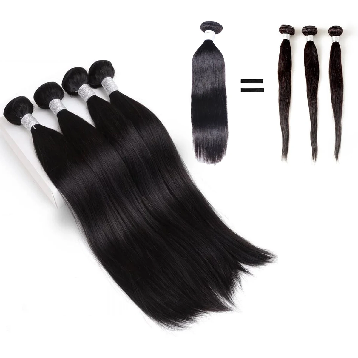 Straight Human Hair Bundles 100% Human Hair 30 Inch Natural Black Brazilian Hair Extensions Human Hair Weave Bundles For Women image 4