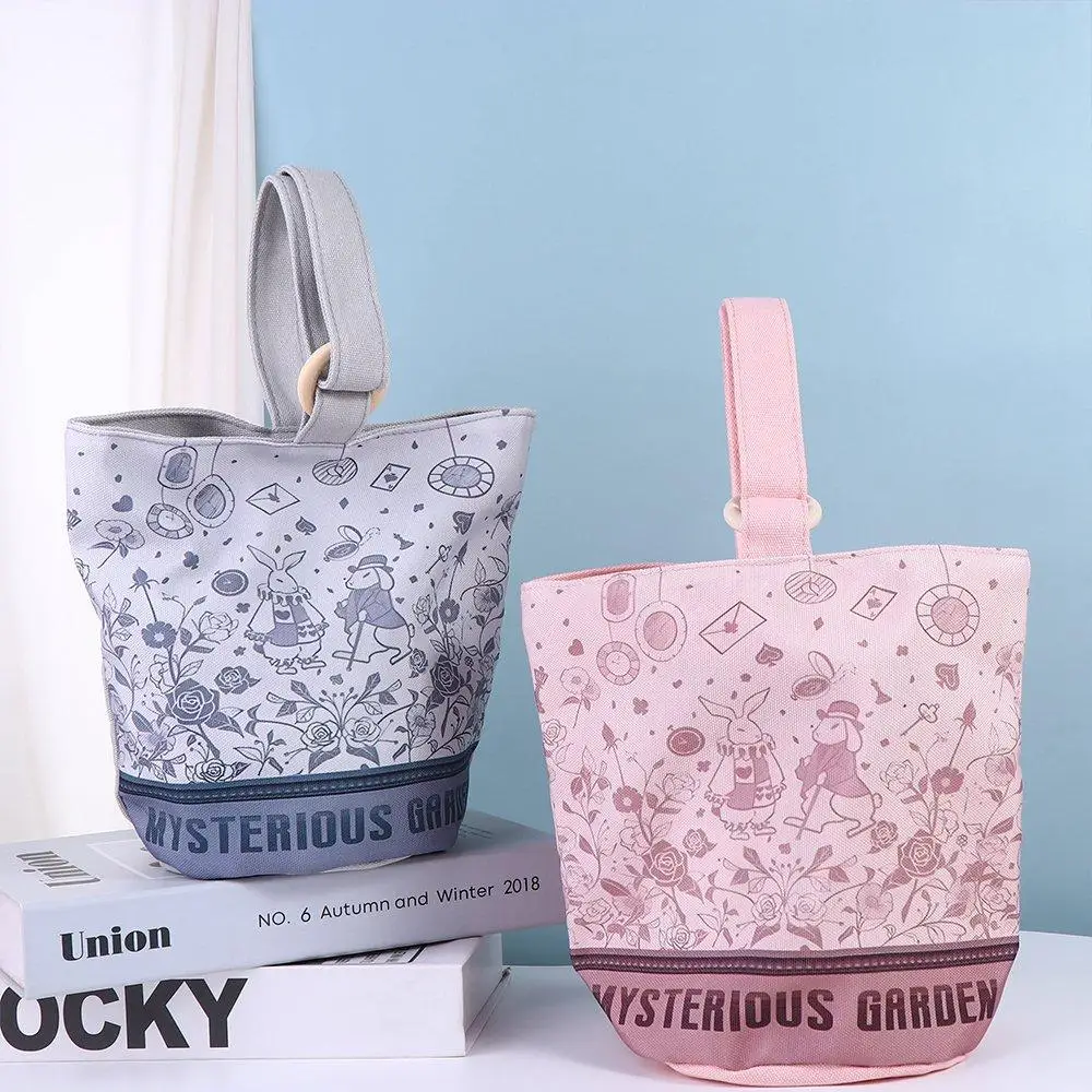 

All-match Large Capacity Retro Rabbit Bucket Bag Lunch Bag Korean Style Canvas Handbag Tote Bag Mummy Bag Girls