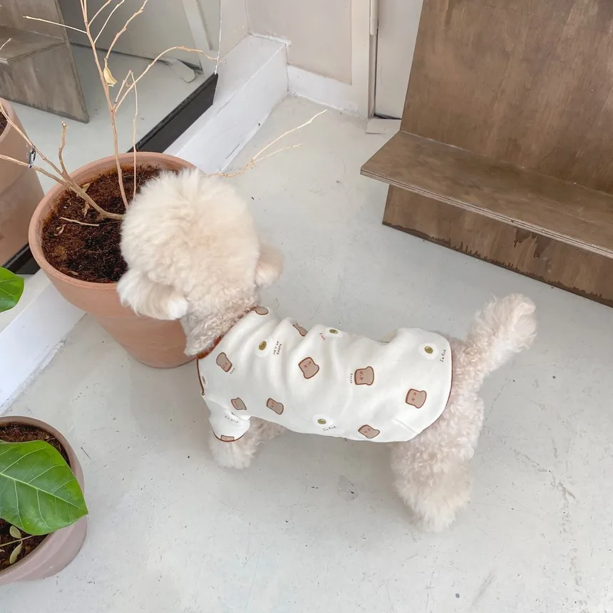 Pet Autumn and Winter Home Clothes Pajamas Autumn and Winter Bread Base Shirt Small Dog Teddy Bear Dog Clothes for Small Dogs