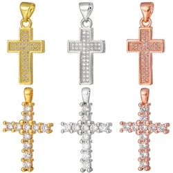 Juya 4Pcs/Lot 18K Gold Plated Handmade Cubic Zirconia Christian Cross Pendants For DIY Women Religious Talisman Jewelry Making