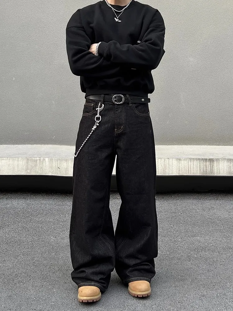 

Джинсы из денима в американском ретро-стиле, мужские, Cleanfit, плотные, оригинальные, синие, прямые, женские, повседневные