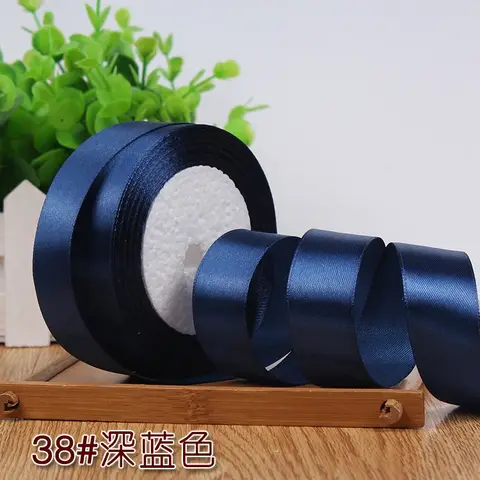 6/10/15/20/25/40/50mm Mörkblå Marinblå Satinband Jul Halloween Födelsedagsfest Bröllopsdekoration Presentförpackningsband 10 best sales marinblått band - №2