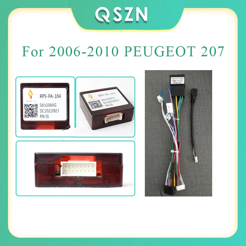 QSZN Cavo autoradio 16pin Cablaggio di alimentazione Android Multimedia per PEUGEOT 207 2006-2010