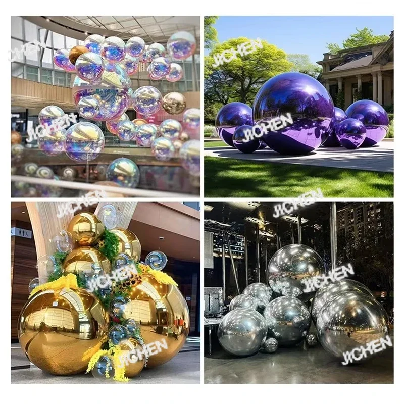 

HG JC Hanging Inflatable Mirror Ball Giant Mirror Balloon For Party Family Wedding Opening Decoration Gold Silver Color