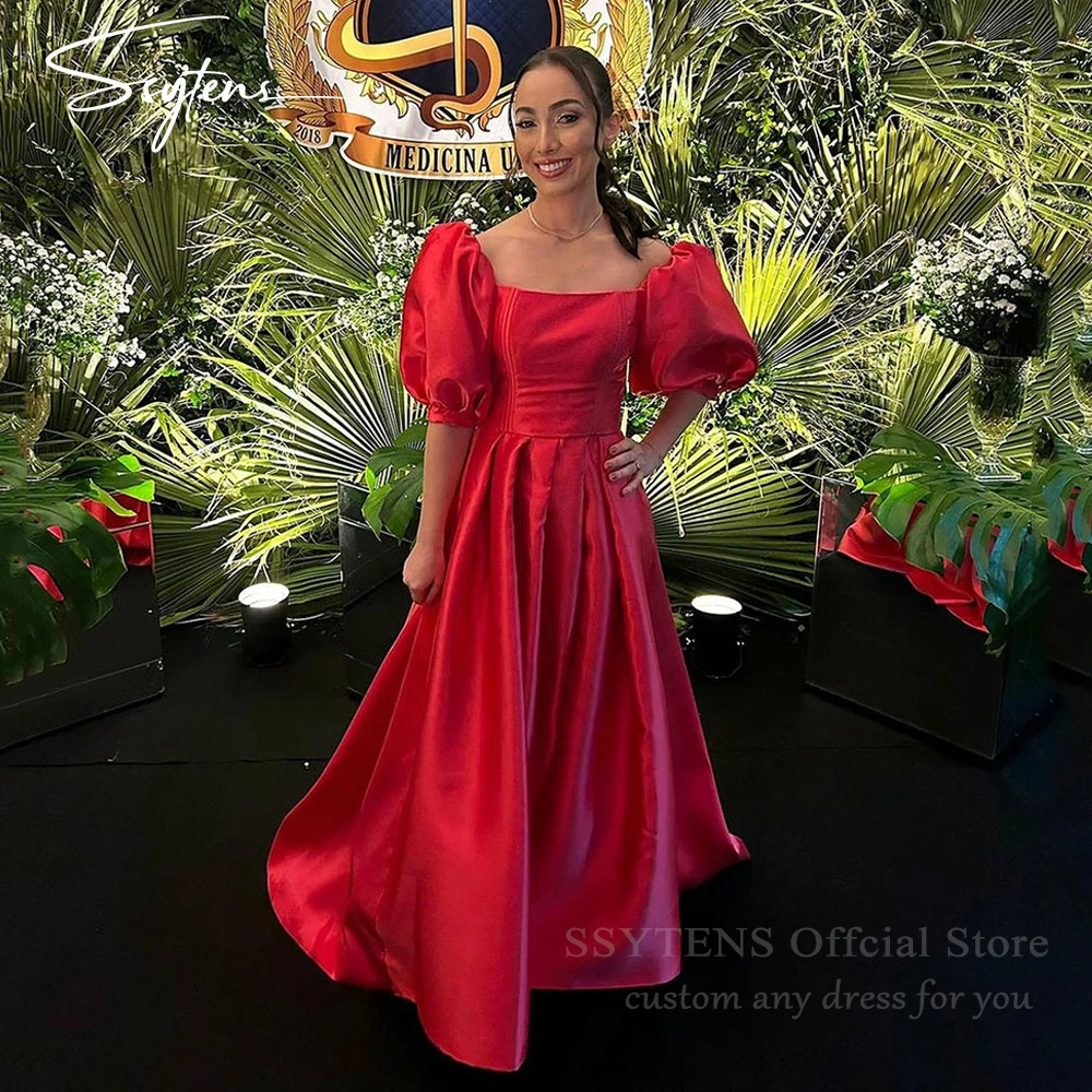 

Elegant Red Princess Prom Dresses For Wedding Party Special Occasion Dress Short Sleeves Brithday Dress Celebrity Party Gowns