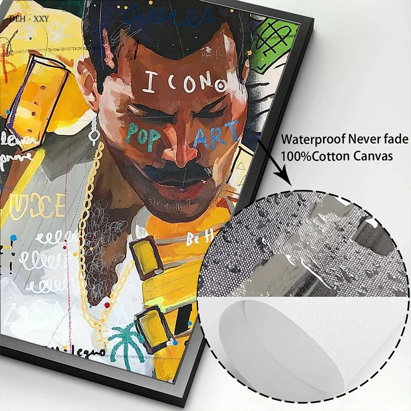 المغني فريدي ميركوري البوب الفن قماش اللوحة الشارع الكتابة على الجدران الجدار ملصق فني صور كوادروس جدارية لغرفة المعيشة ديكور المنزل