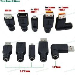 1Pcs USB power converter DC5.5 * 2.1/7.9 * 9mm laptop power converter adapter straight elbow connector for yoga3 Asus X205T X205