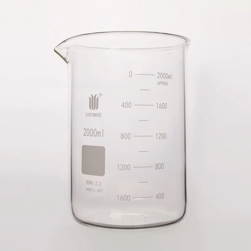 SYNTHWARE Thick walled beaker, Double scale mark, HEAVY WALL BEAKER, LOW FORM, DUAL GRADUATION, Borosilicate glass, B20 B22 B23