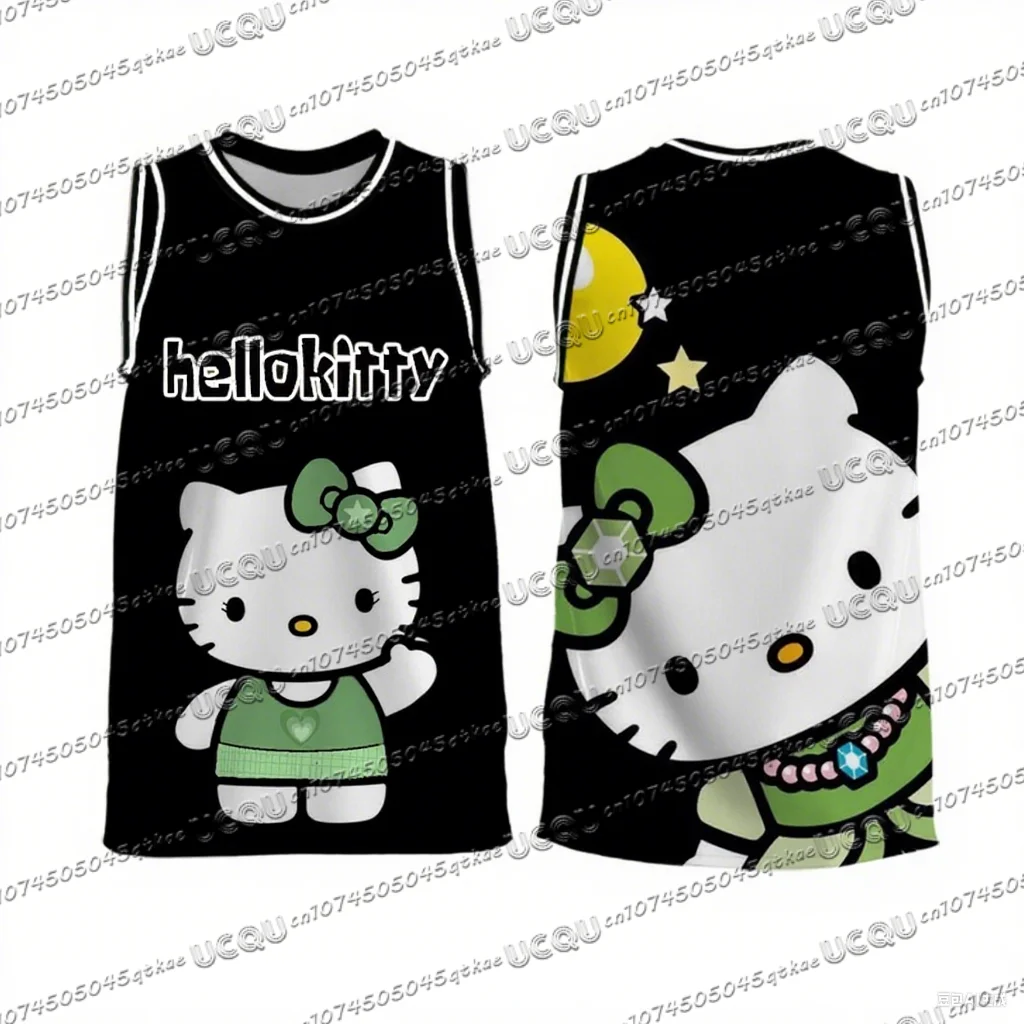 2025 New Fashionable Kawaii Hello kitty Vest Women's Round Neck Casual Shirt Street Outdoor Running Basketball Training Top