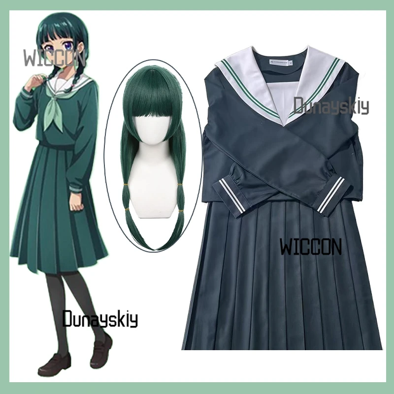 

JK The Apothecary Diaries maomao Uniform Cosplay Dark Green Schoolgirl Outfit Wig for Anime high quality Graduation Halloween