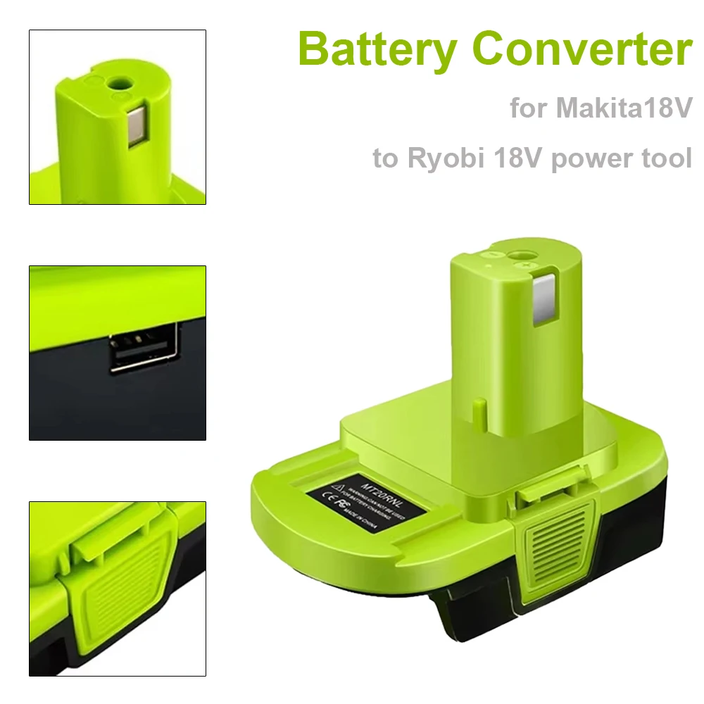 MT20RNL Battery Adapter High Quality For Ryobi 18V Tools,Converts For Makita 18V Li-Ion Battery To Ryobi 18V Li-Ion Battery