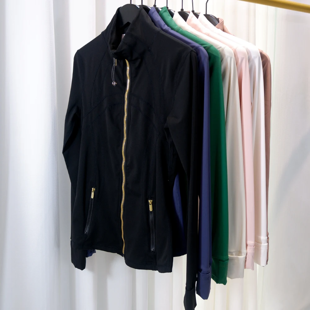 New Version Gold Zipper Slimming Jacket Yoga Stand Collar Coat Slim Fit Quick-Dry Sports Thin Twilight Rose Gold Summer