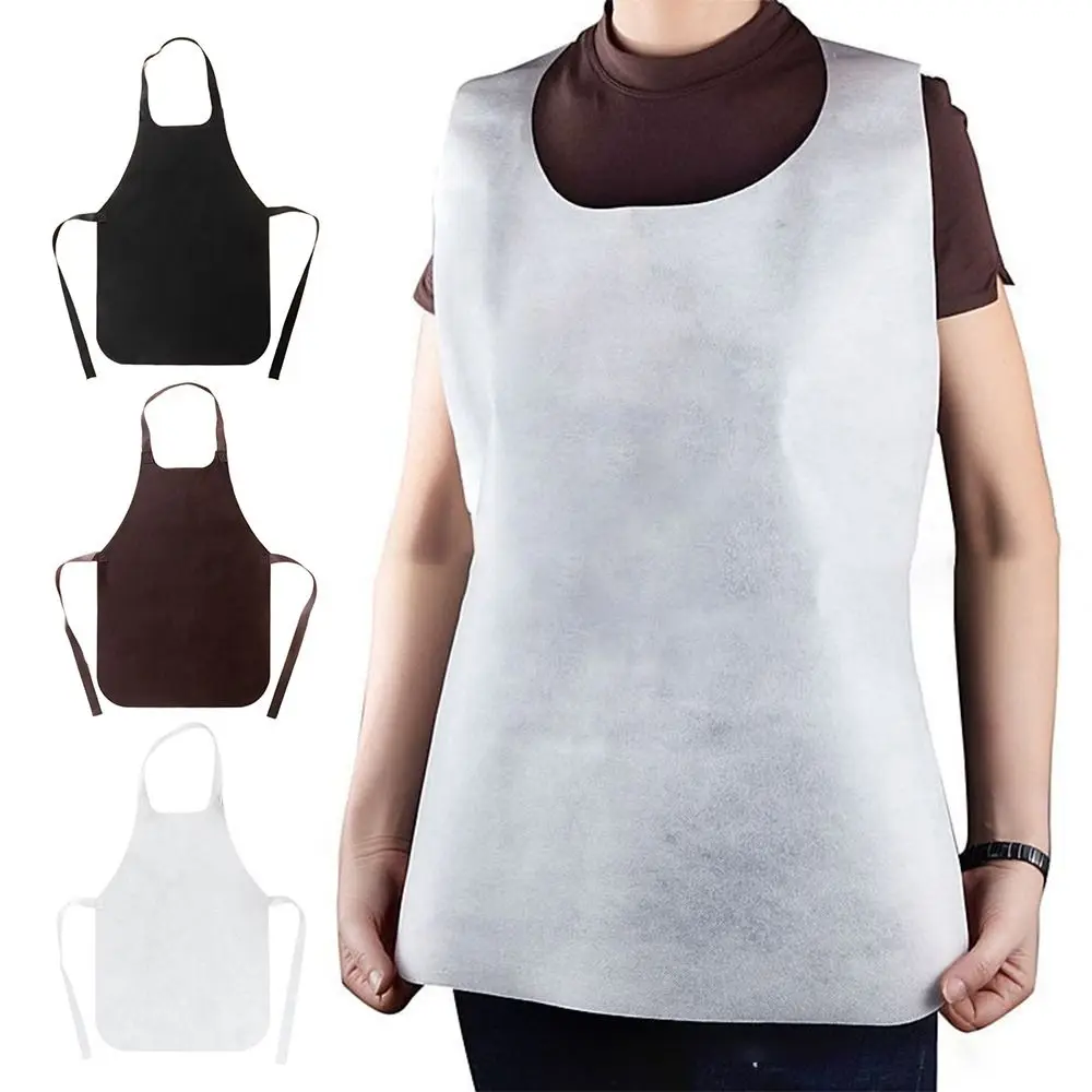 Delantales desechables no tejidos, babero desechable antiincrustante para limpieza del hogar, delantal de barbacoa para restaurante de Color sólido, 0 Uds.