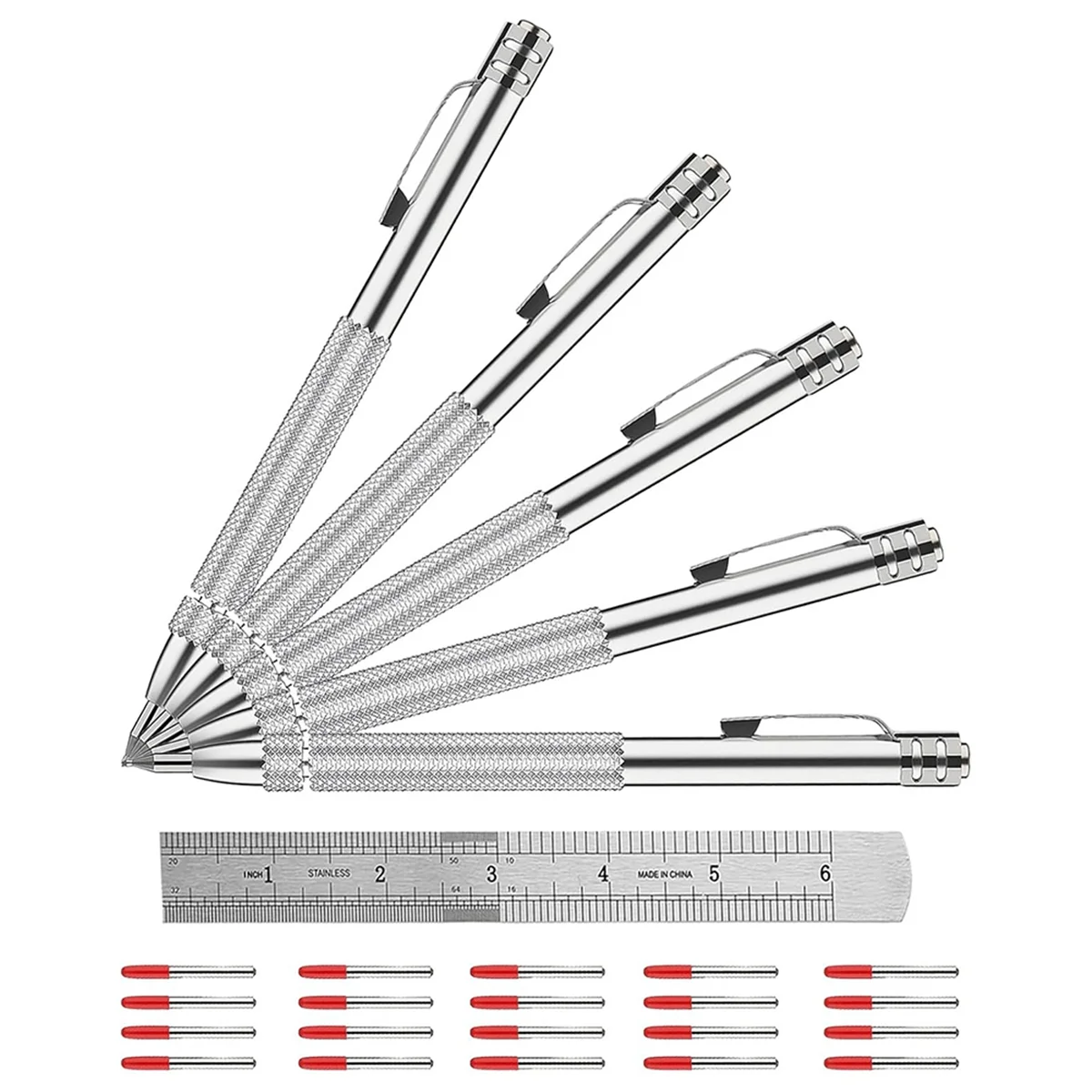 A002 Tungsten Carbide Scriber Set for Metalworking,Magnetic Knurled Engraving Tool for Steel/Glass/CeramicsWelding Scribe Kit