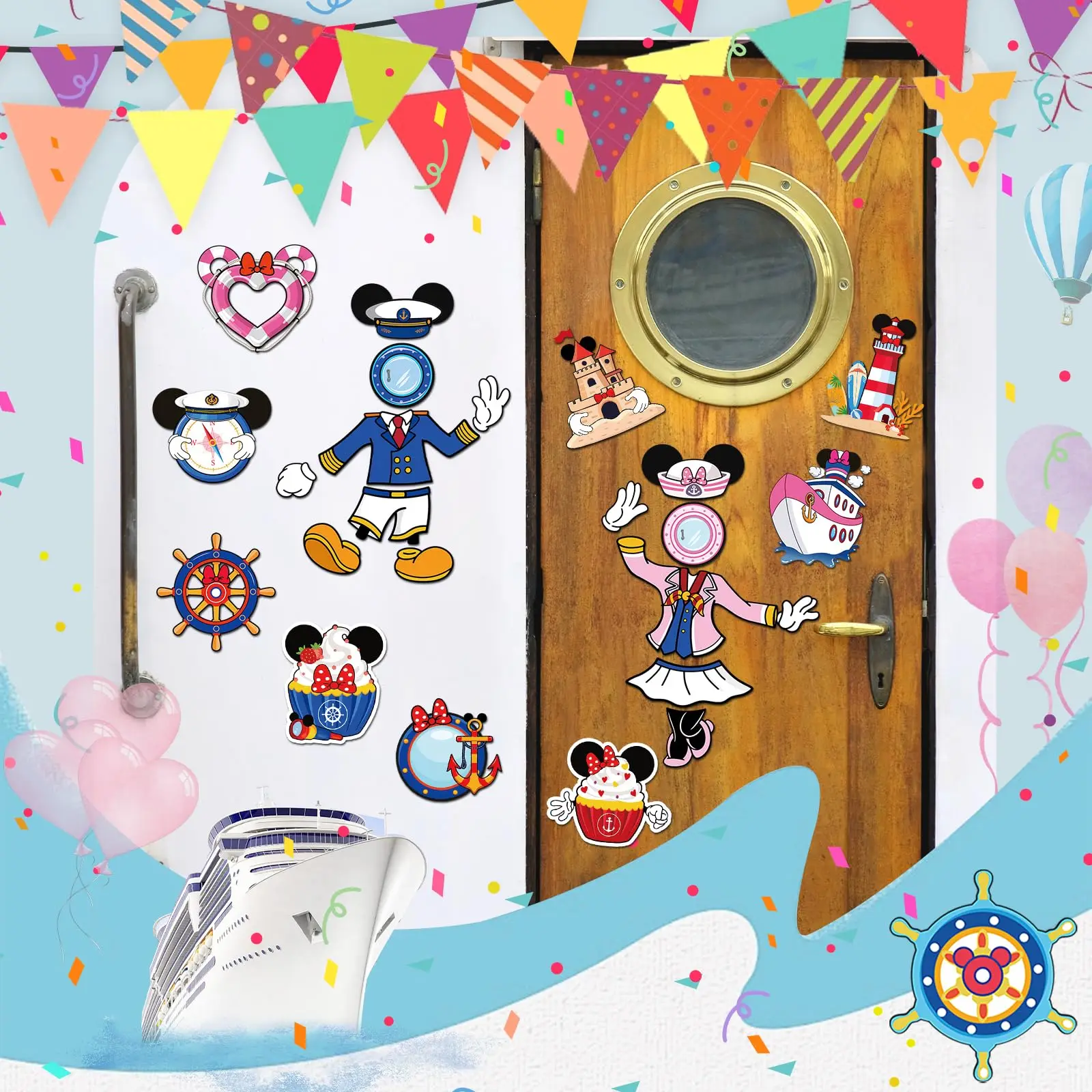 Mouse Cruise Door Magnets- 24 Pcs Cute Ship Cabin Decorations Magnetic Stickers Personalized Funny