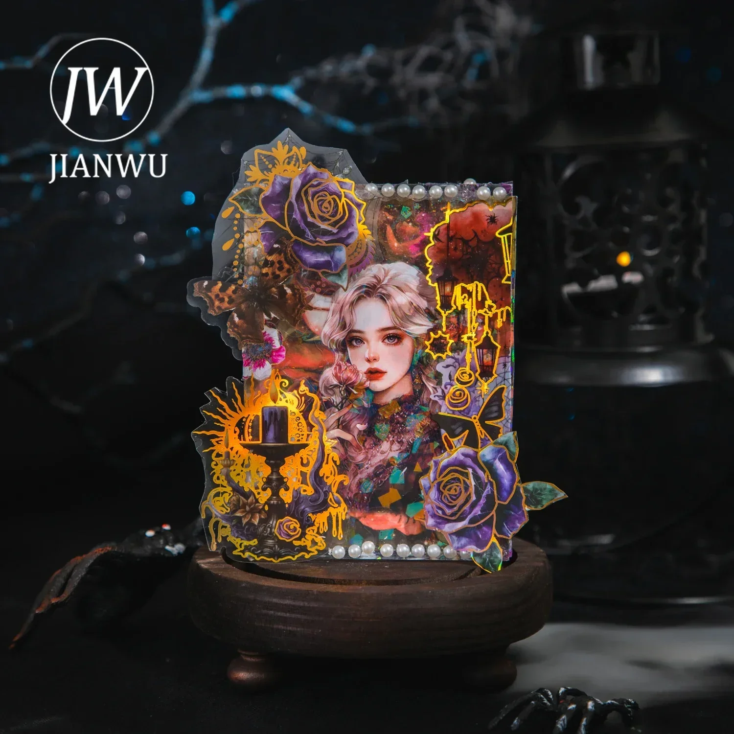 JIANWU 60mm*200cm Gothic Illusion Series Vintage Dark Character Bronzing Material Collage PET Tape Creative Journal Stationery