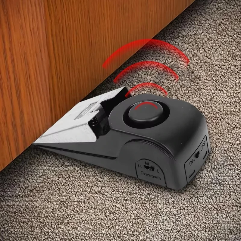 120db Wireless Door Stop Alarm Stainless Steel Anti-theft Door Blocking Device Safety Wedge Alarm for Travel Hotel
